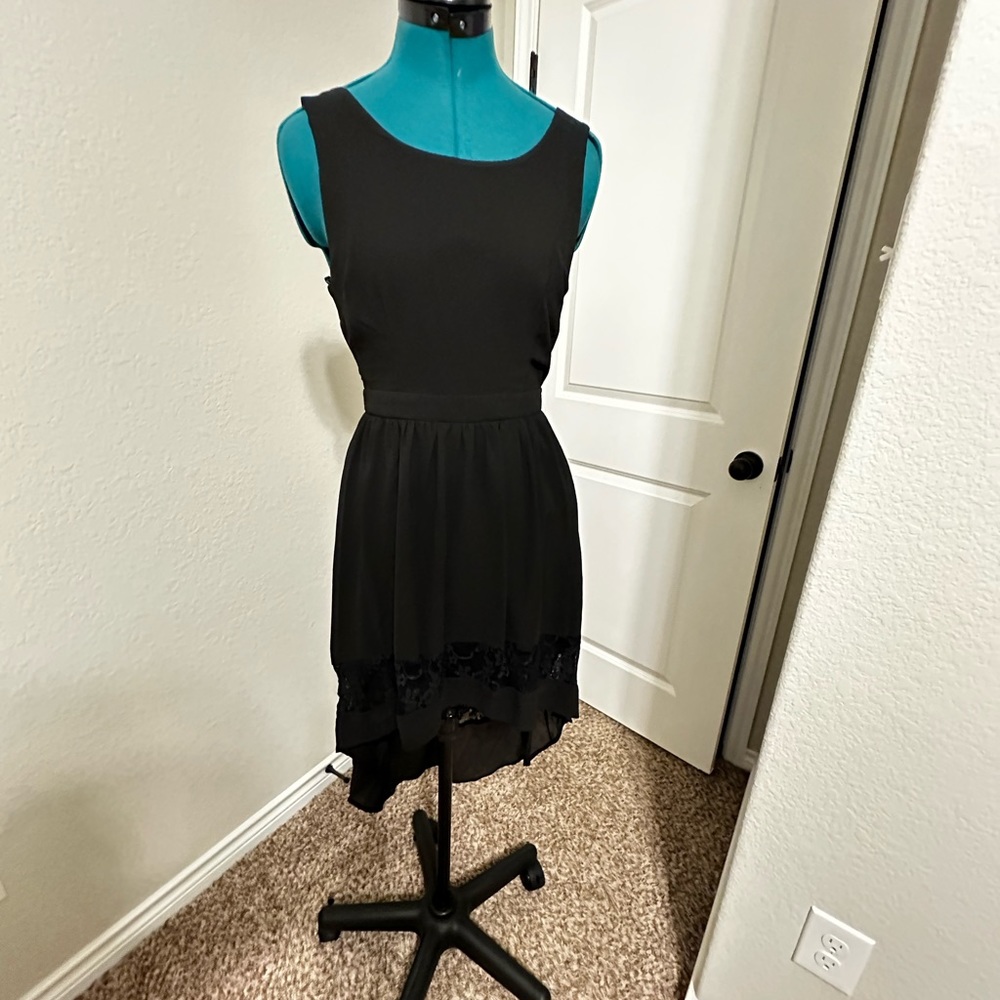 Black lace high low dress